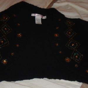 Misomiso Black, Sequined, Large Sweater Bolero